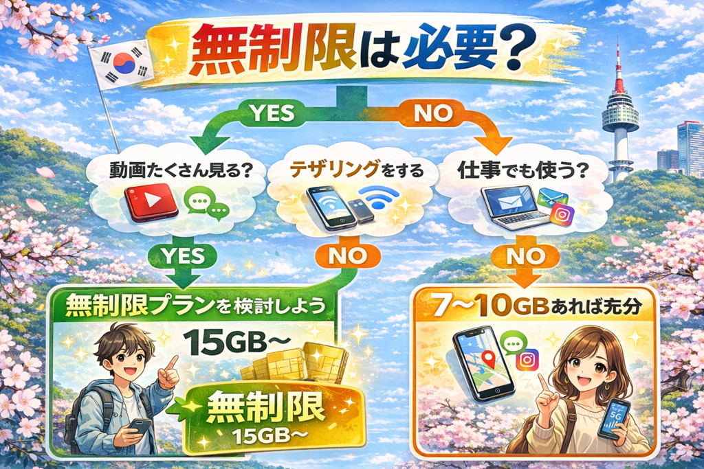 無制限は必要？動画・テザリング・仕事で判定するフローチャート