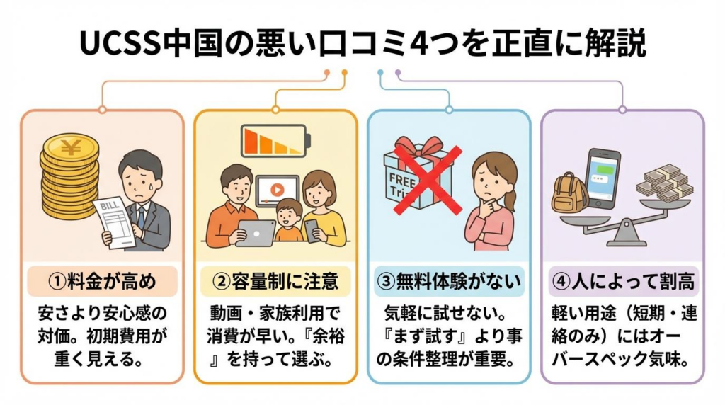 UCSS中国の悪い口コミ4つを正直に解説した図解