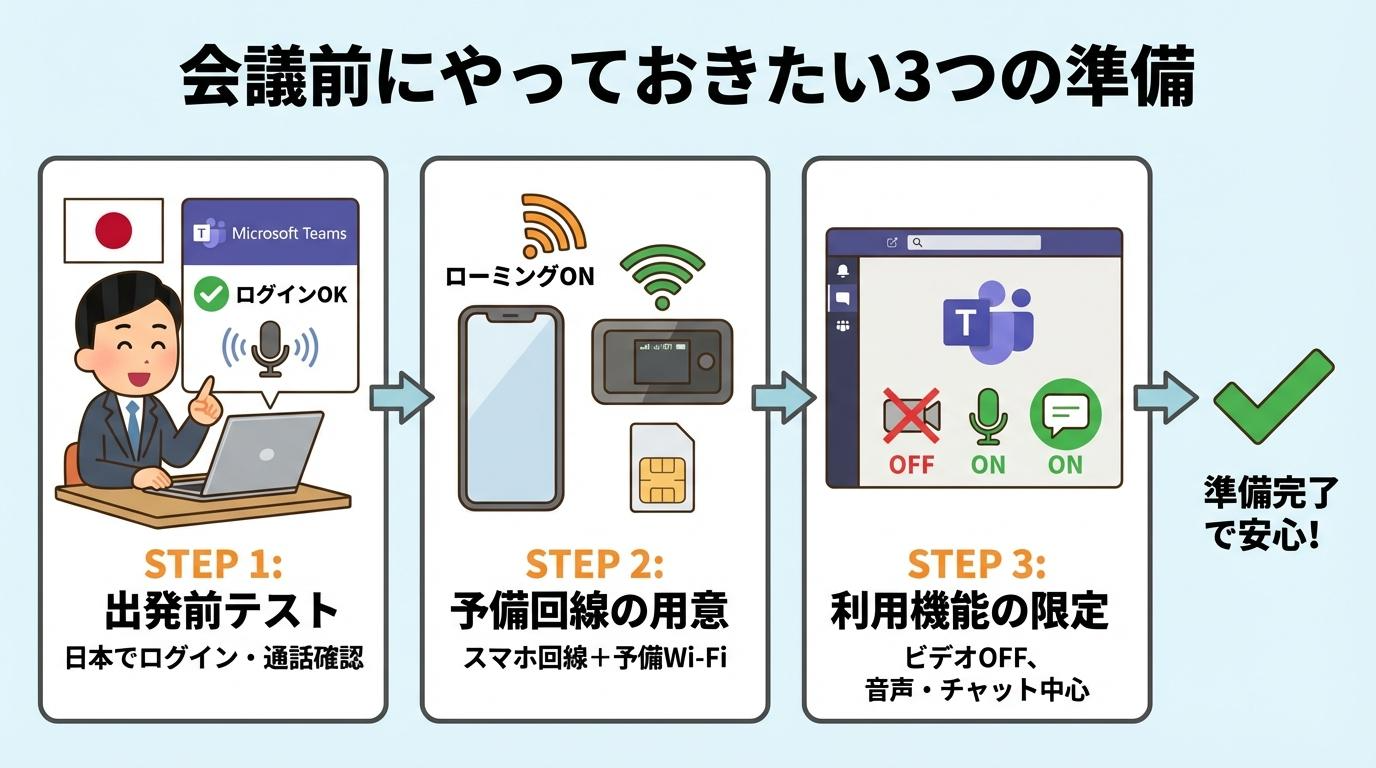 Teams会議前にやっておきたい準備をまとめた図解