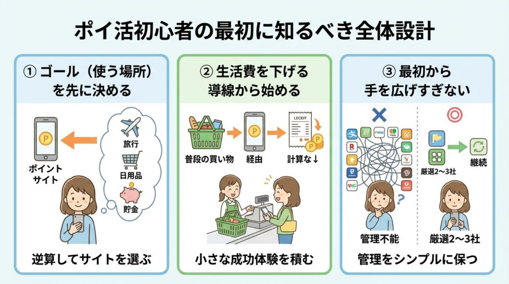 ポイ活初心者が最初に知るべき全体設計をまとめた図解