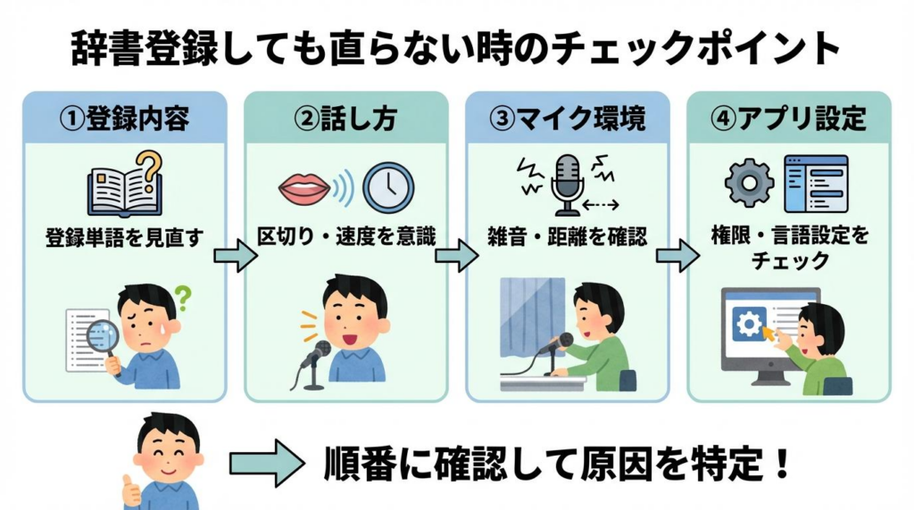 Typelessで辞書登録しても直らない時に確認したいポイントをまとめた図解