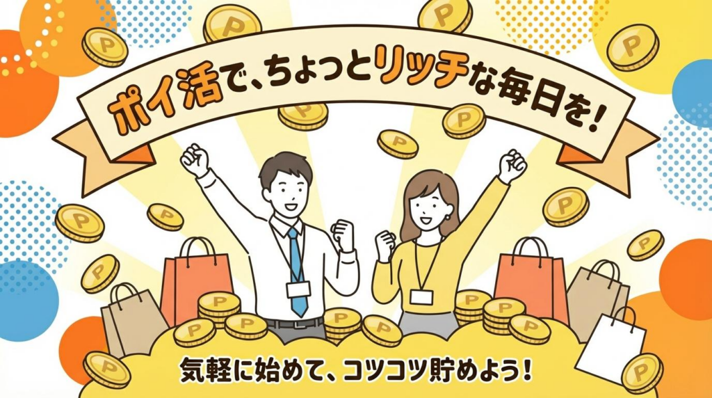 ポイ活を気軽に始めてコツコツ貯めることで暮らしにゆとりが生まれるイメージ画像
