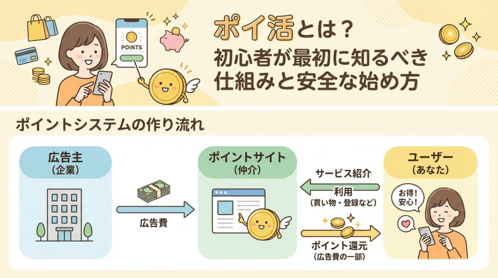 ポイントシステムの作り流れを初心者向けに示した図解