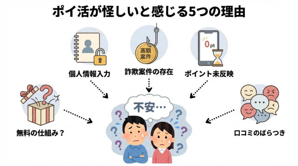 ポイ活が怪しいと感じる5つの理由をまとめた図解