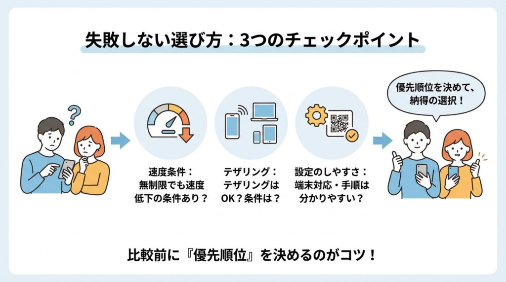 台湾eSIM無制限を選ぶ前に確認したい速度条件、テザリング、設定のしやすさをまとめた図解