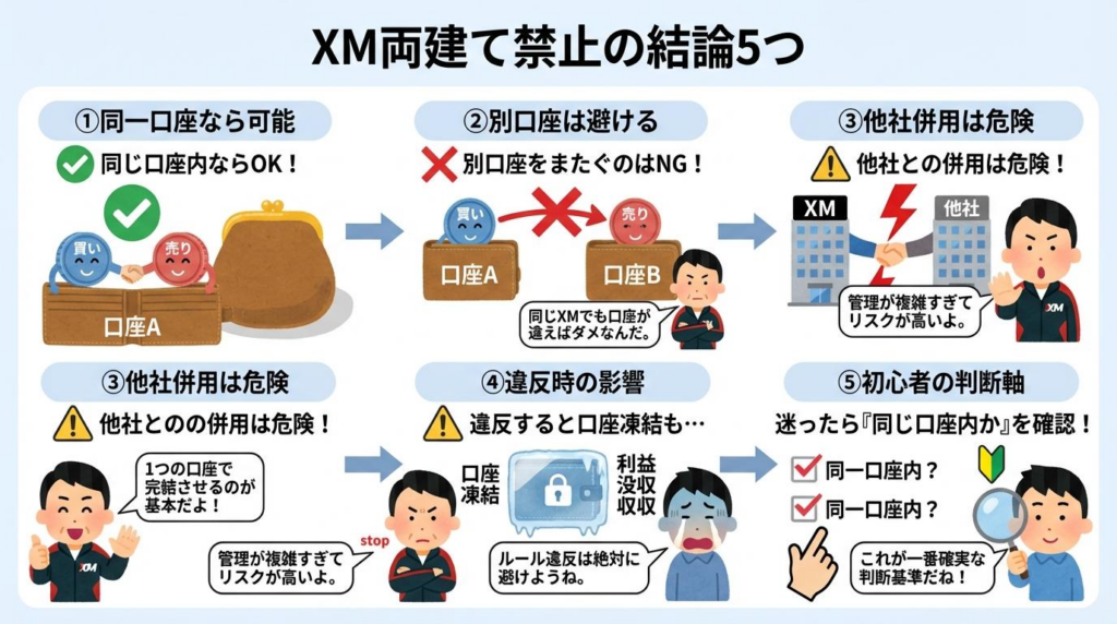 XM両建て禁止の結論5つを初心者向けに整理した図解