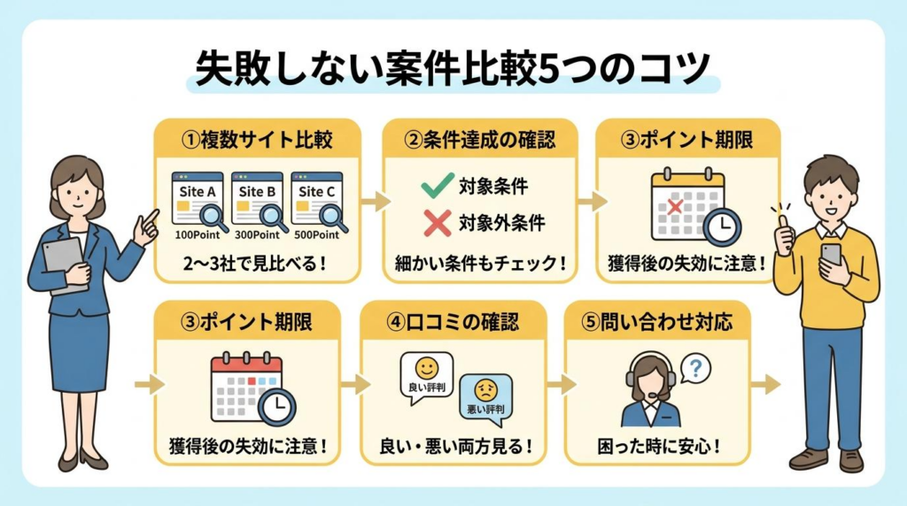 高還元案件で失敗しない比較方法5つを解説した図解