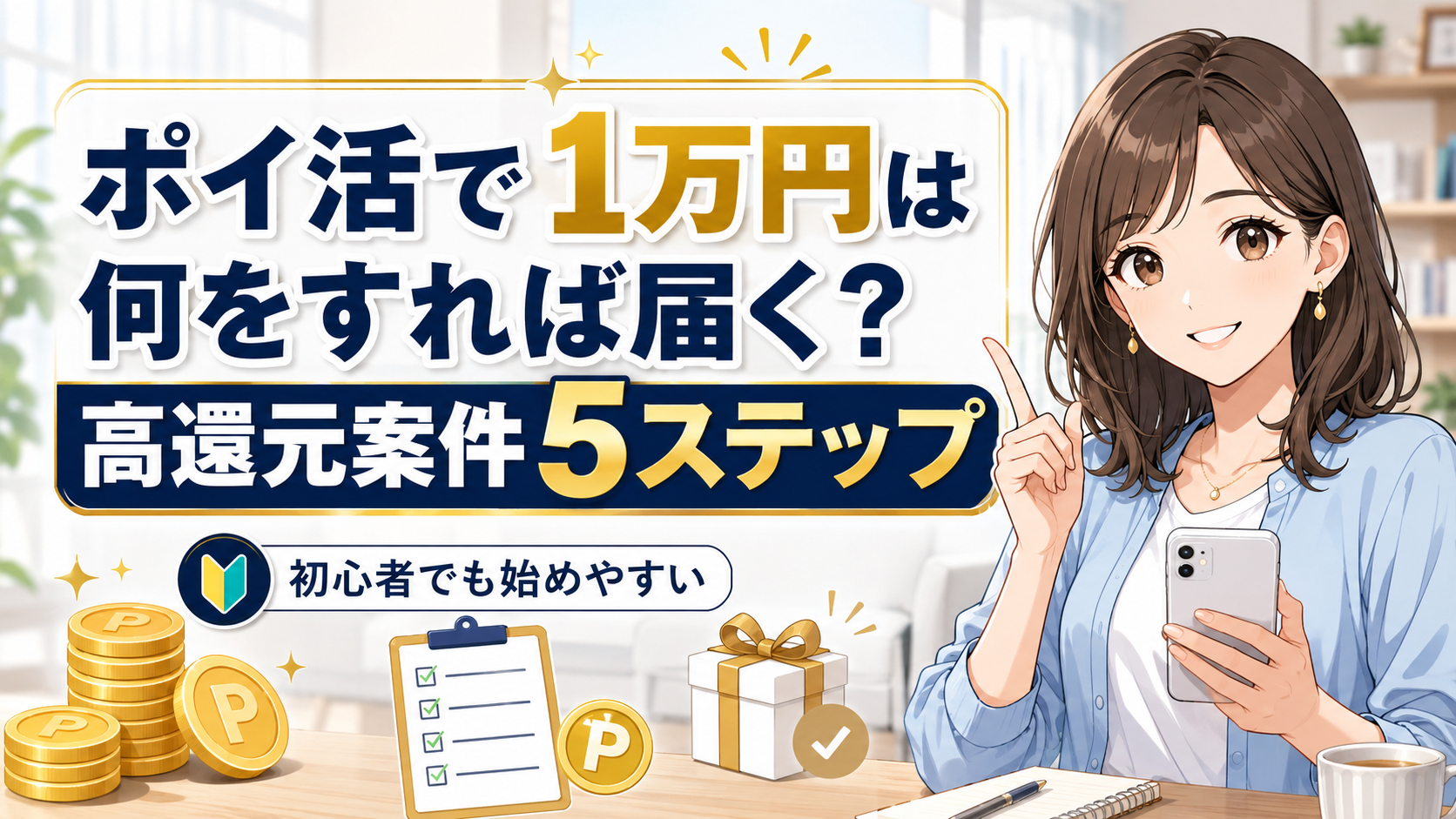ポイ活で1万円を目指す高還元案件5ステップを解説するアイキャッチ画像
