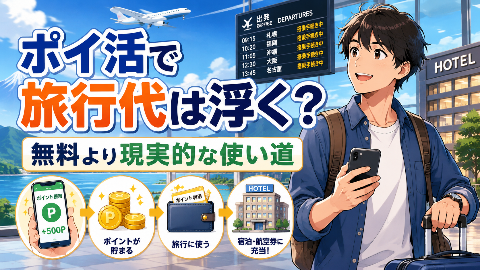 ポイ活で旅行代を浮かせる現実的な使い道を表したアイキャッチ画像