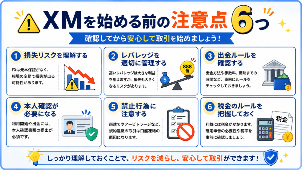 XMを始める前に確認すべき注意点6つの図解