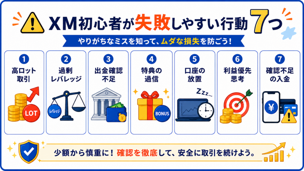 XM初心者が失敗しやすい行動7つをまとめた図解