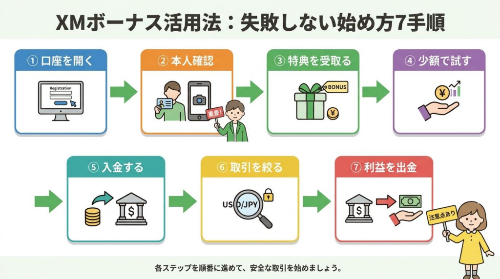 XMボーナス活用法の失敗しない始め方7手順