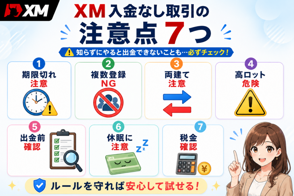 XM入金なし取引で避けたい7つの注意点