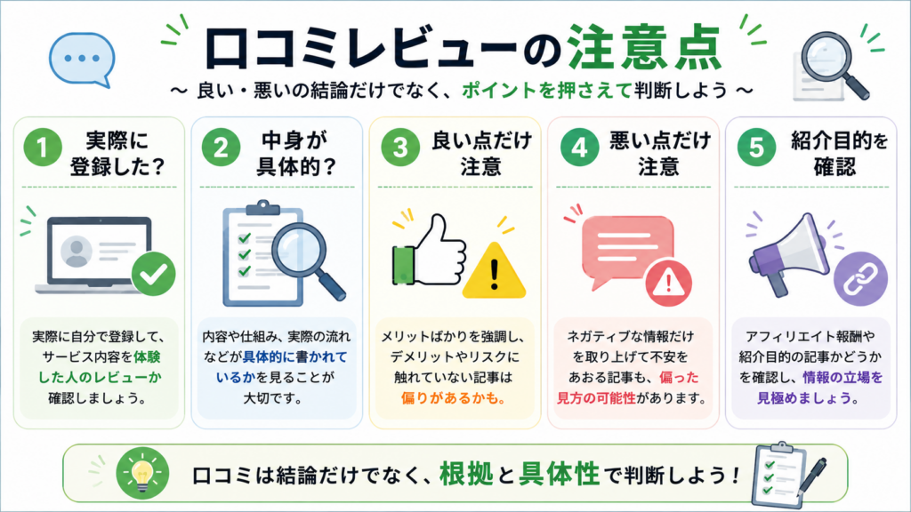 オートパイロットプロジェクトの口コミやレビューを見る時の注意点をまとめた図解