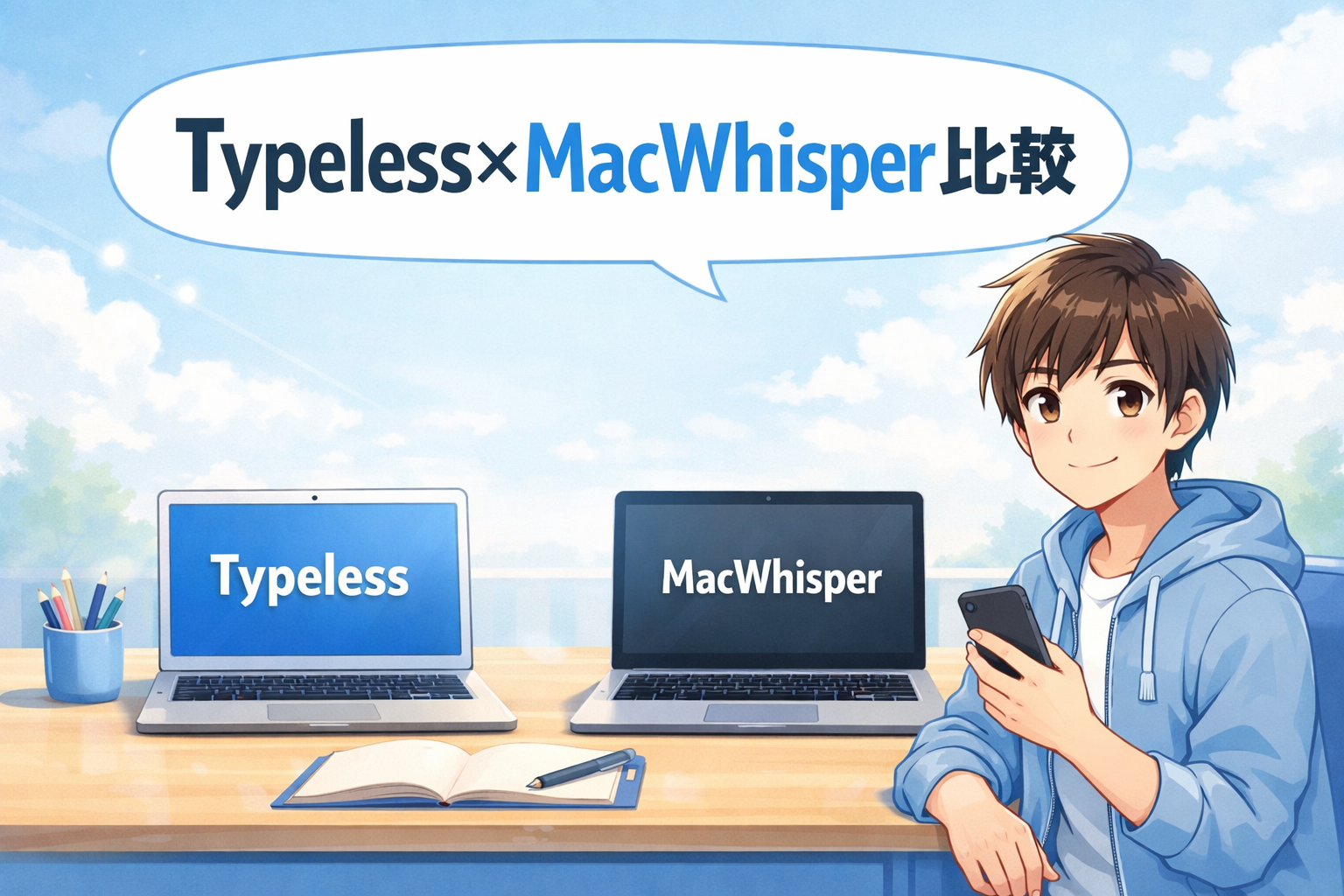 TypelessとMacWhisperを比較して向いている人の違いを紹介するアイキャッチ画像