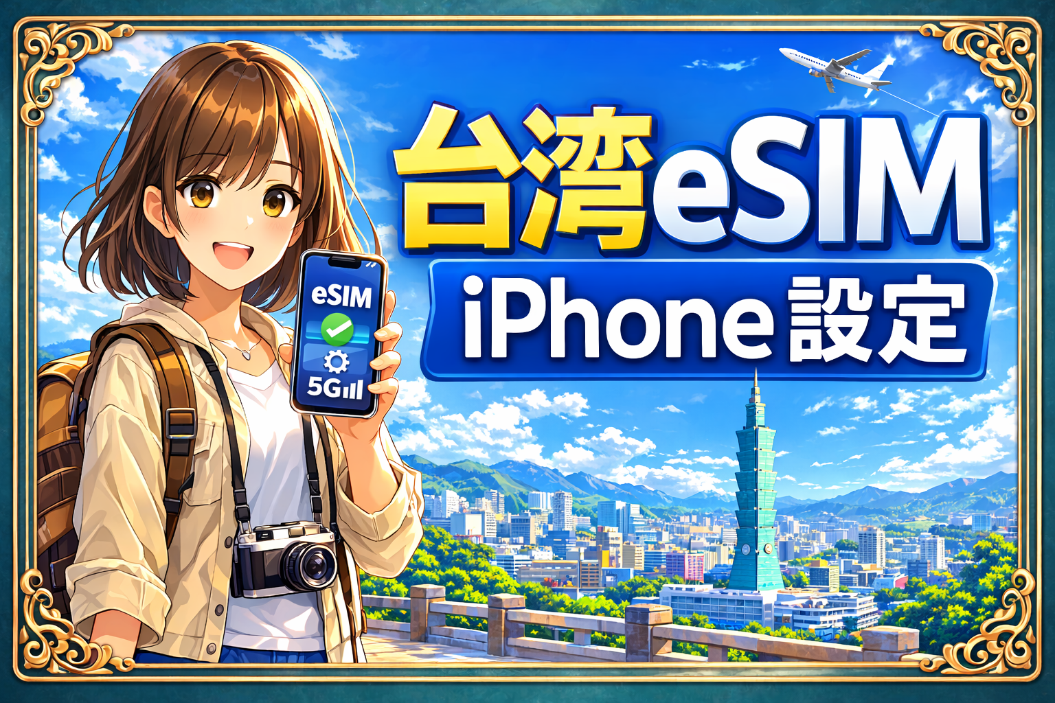 台湾eSIMのiPhone設定をイメージしたアイキャッチ画像