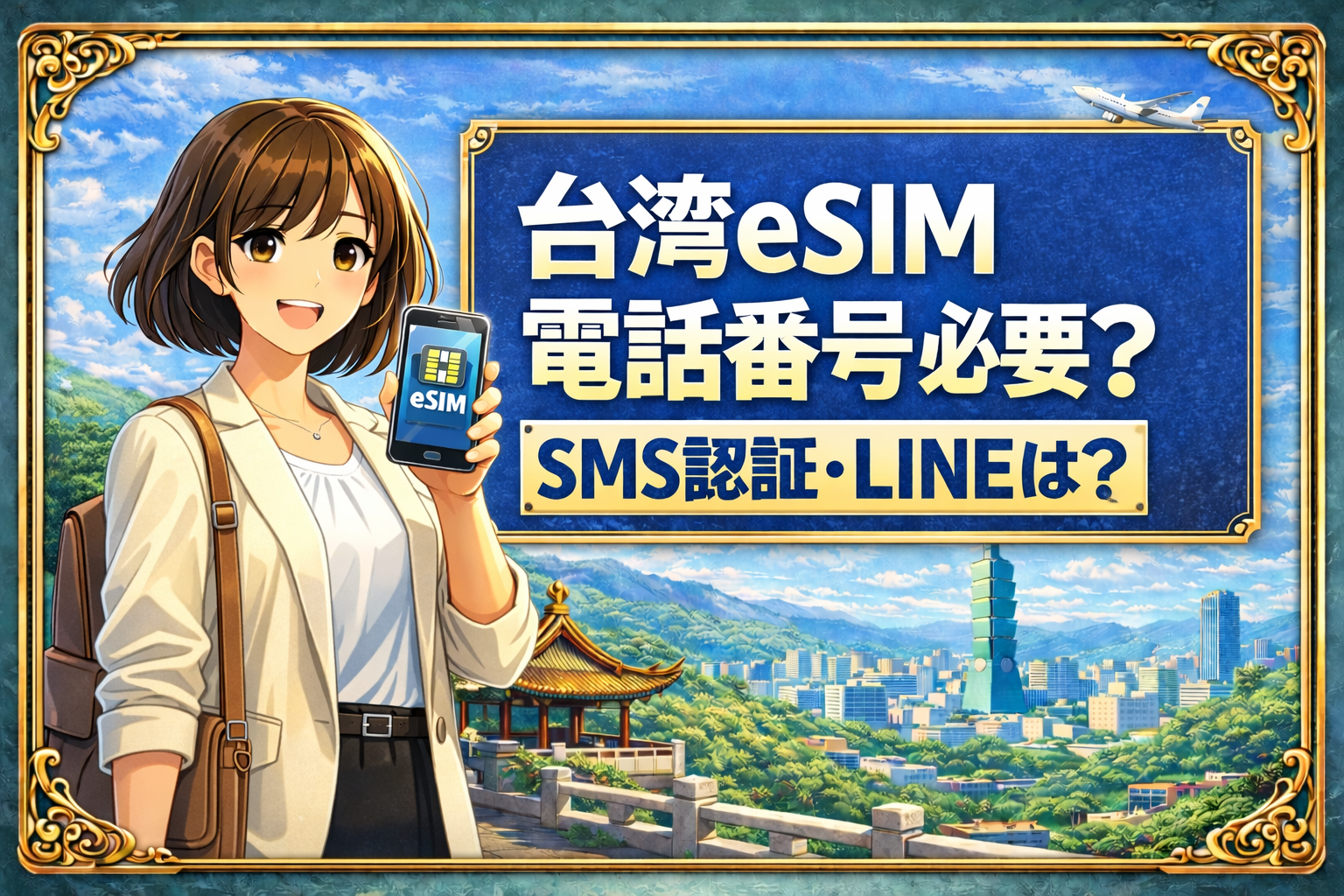 台湾eSIMの電話番号とSMS認証・LINE利用を解説するアイキャッチ画像