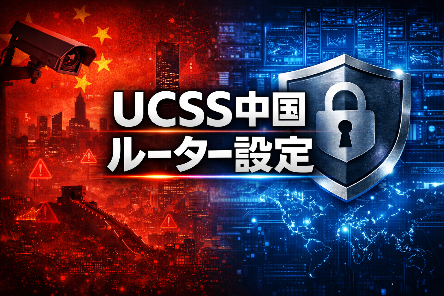 UCSS中国ルーター設定のアイキャッチ画像｜中国規制×VPNセキュリティで安定接続を表現