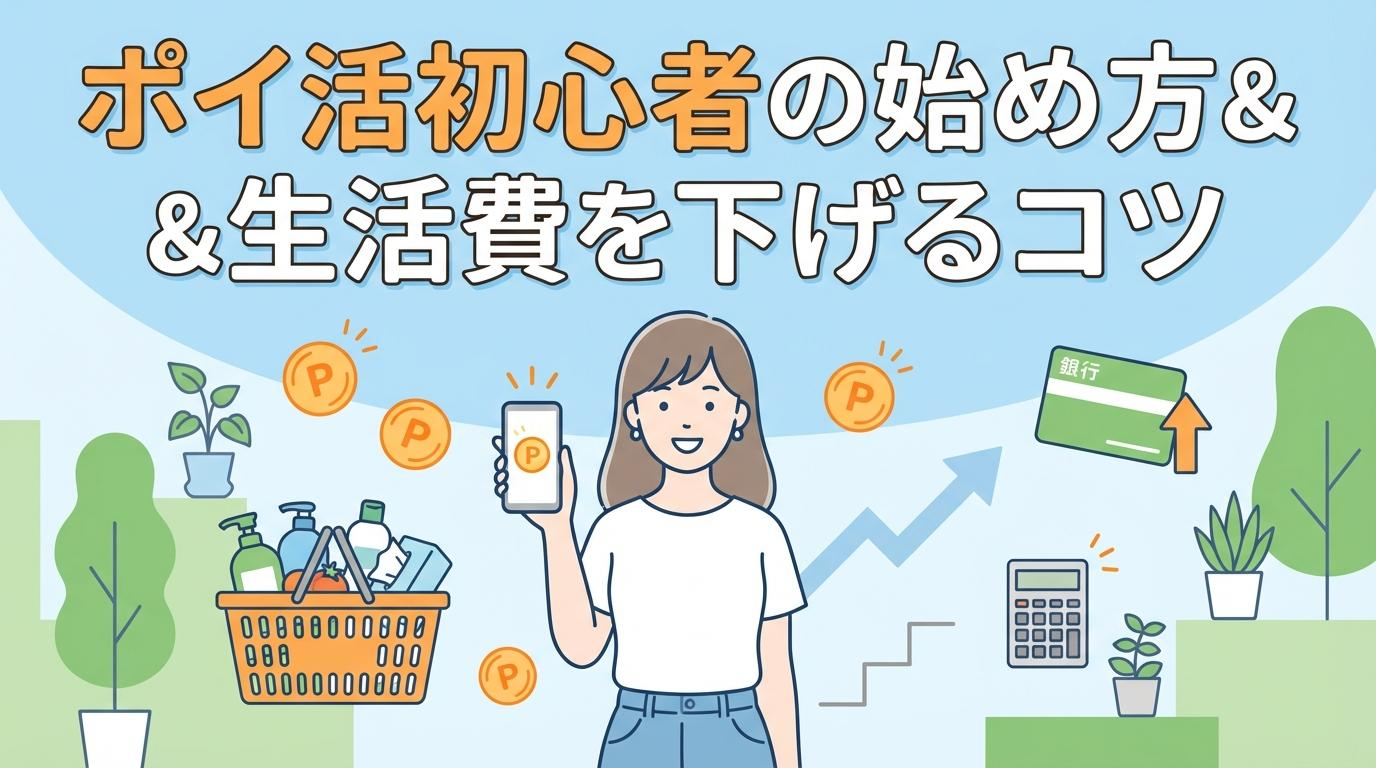 ポイ活初心者の始め方と生活費を下げるコツを解説したアイキャッチ画像