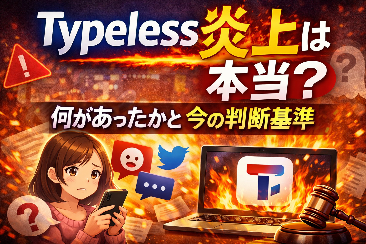 Typeless炎上は本当？何があったかと今の判断基準を解説する記事のアイキャッチ画像