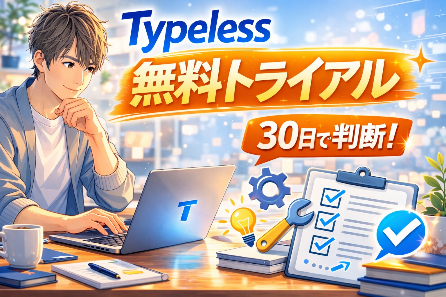 Typeless無料トライアルを30日で判断する方法を表したアイキャッチ画像