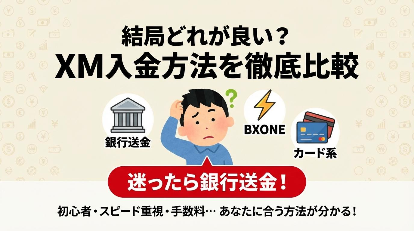 XMの入金方法を比較しておすすめを解説するアイキャッチ画像