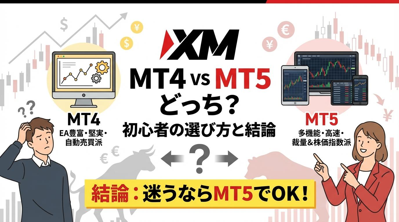 XMのMT4とMT5の違いと選び方を比較したアイキャッチ画像