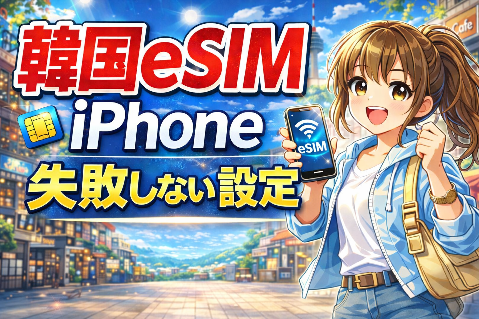 韓国eSIMをiPhoneで失敗しない設定方法を解説するアイキャッチ画像