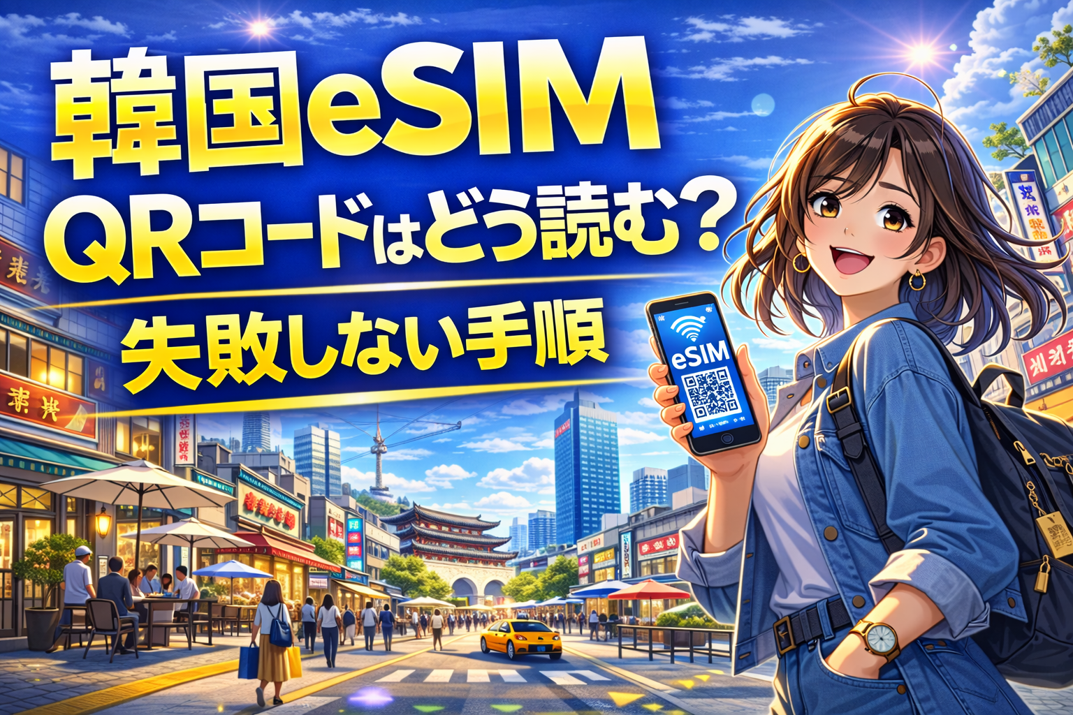 韓国eSIMのQRコード読み取り方法と失敗しない手順を紹介するアイキャッチ画像
