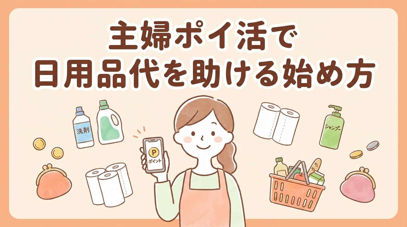 主婦がポイ活で日用品代を助ける始め方をイメージしたアイキャッチ画像