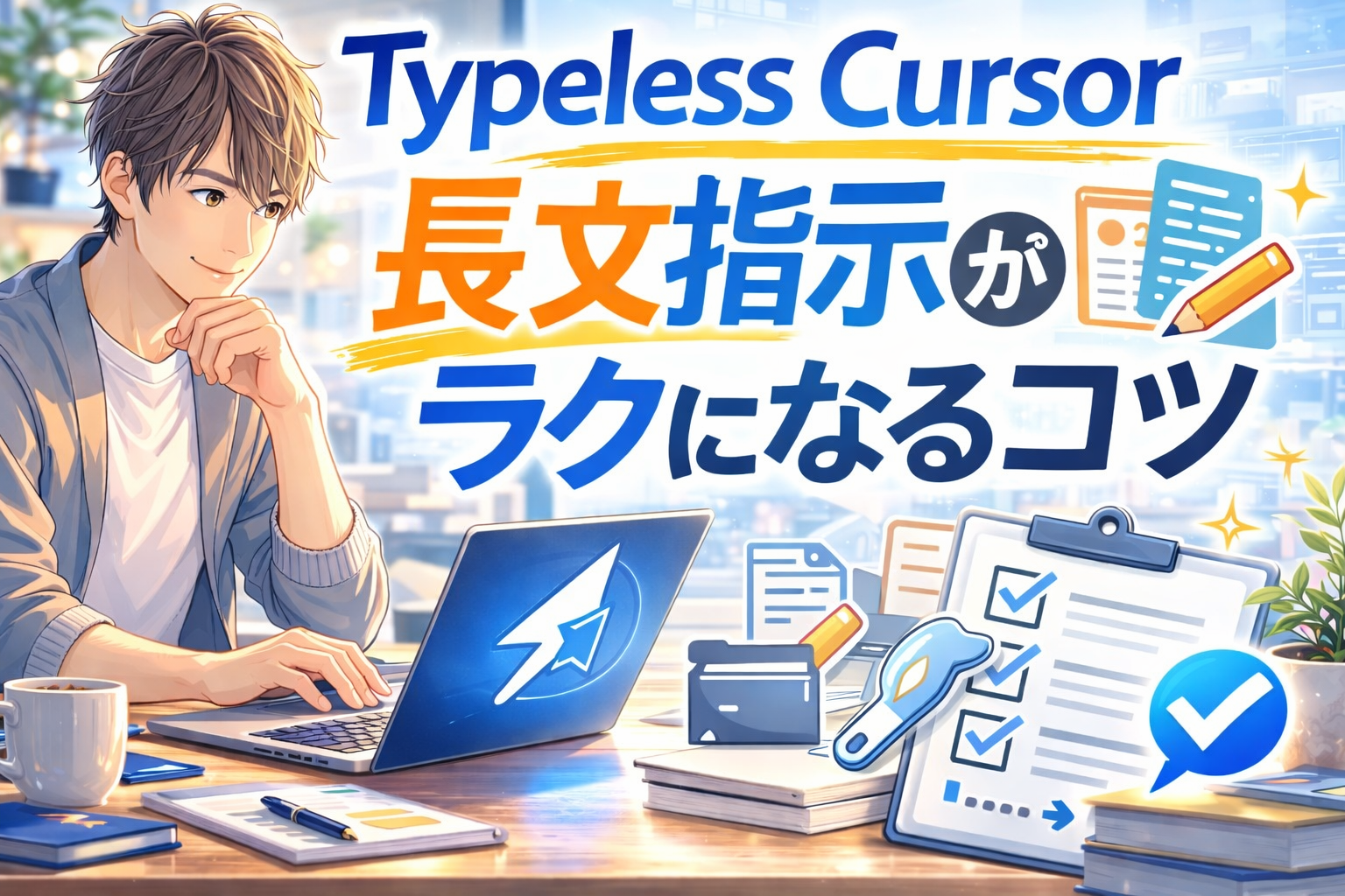 Typeless Cursorで長文指示がラクになるコツを解説するアイキャッチ画像