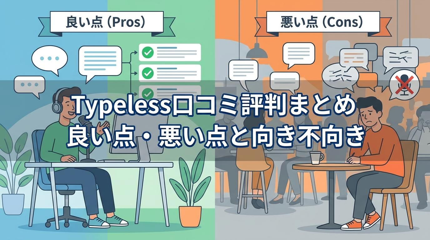 Typelessの口コミ評判まとめとして、良い点と悪い点、向き不向きを整理したアイキャッチ画像