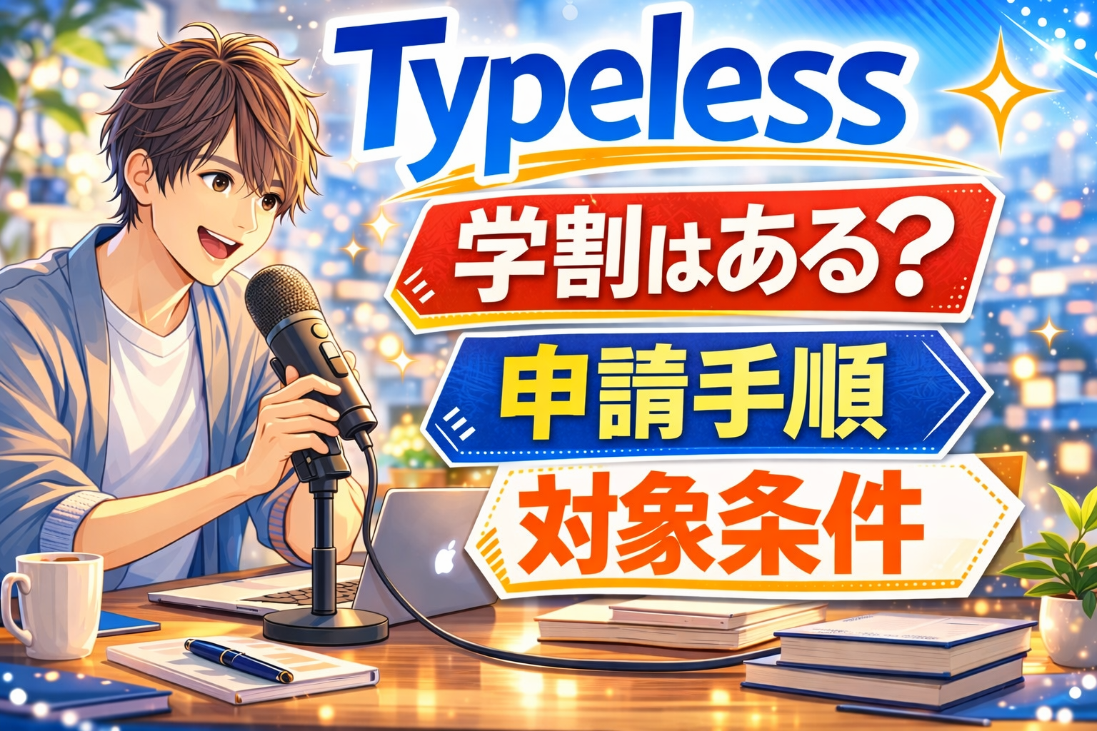 Typelessの学割の有無、申請手順、対象条件を解説するアイキャッチ画像