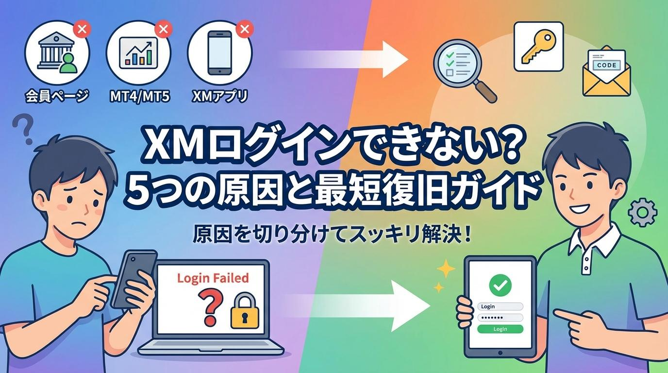 XMログインできない時の5つの原因と確認ポイントを示したアイキャッチ画像