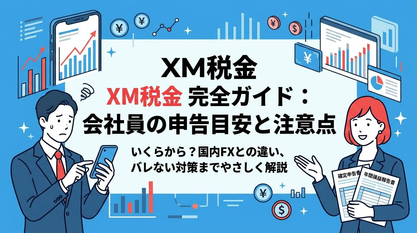 XM税金の申告目安と注意点を会社員向けに解説するアイキャッチ画像