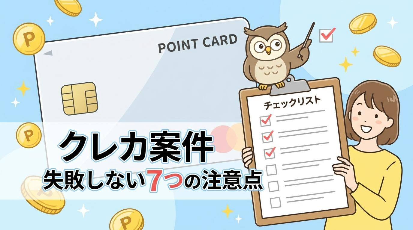 checklist.webp クレジットカード案件の注意点を初心者向けに示したチェックリスト画像