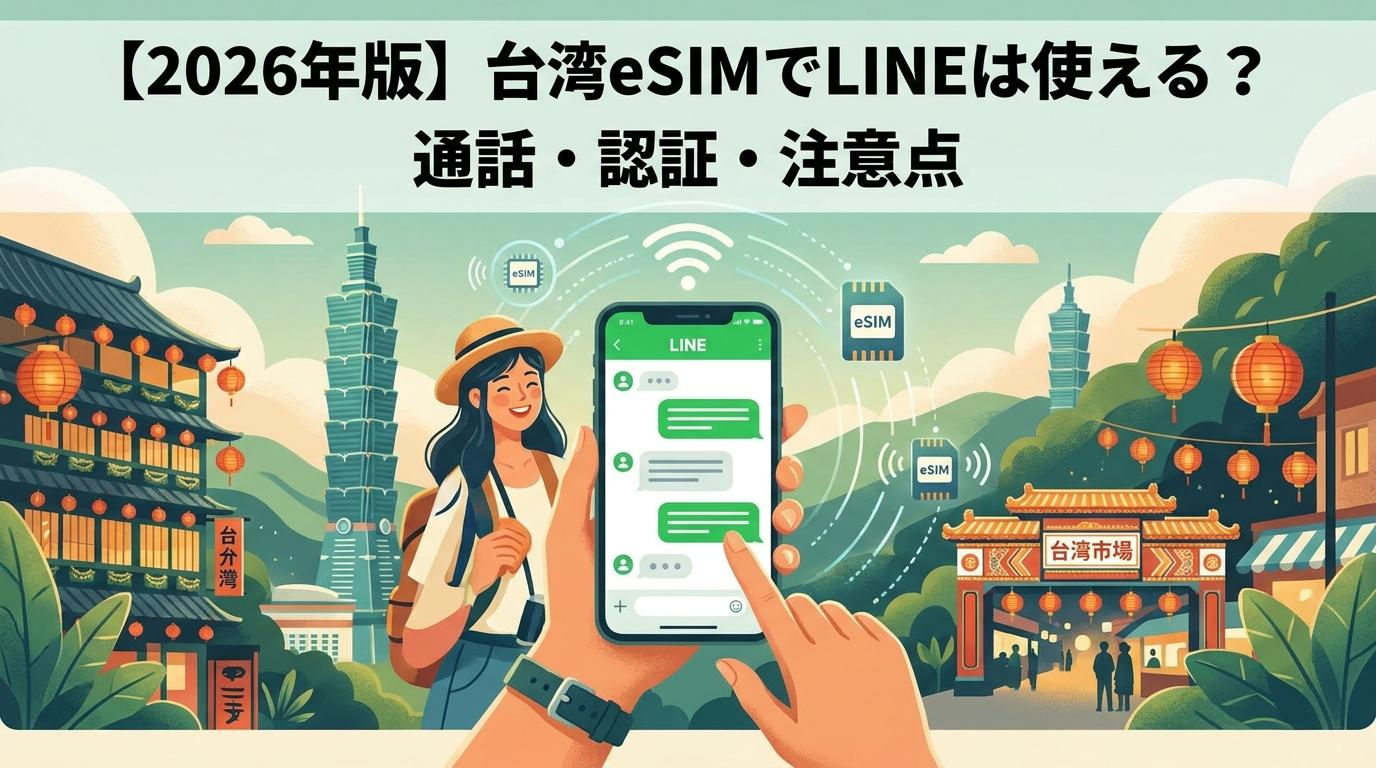 台湾eSIMでLINEは使えるかを解説する記事のアイキャッチ画像
