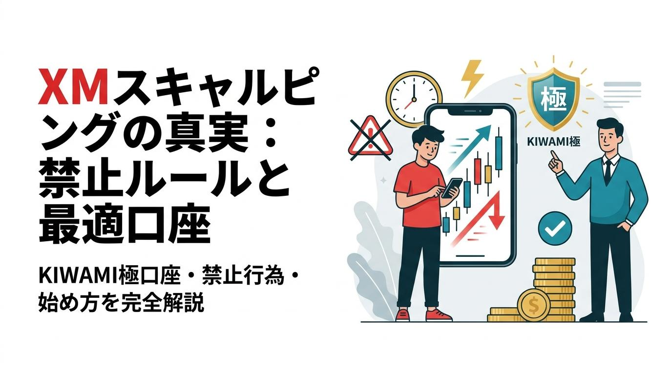 XMスキャルピングの禁止ルールとKIWAMI極口座の特徴を解説するアイキャッチ画像